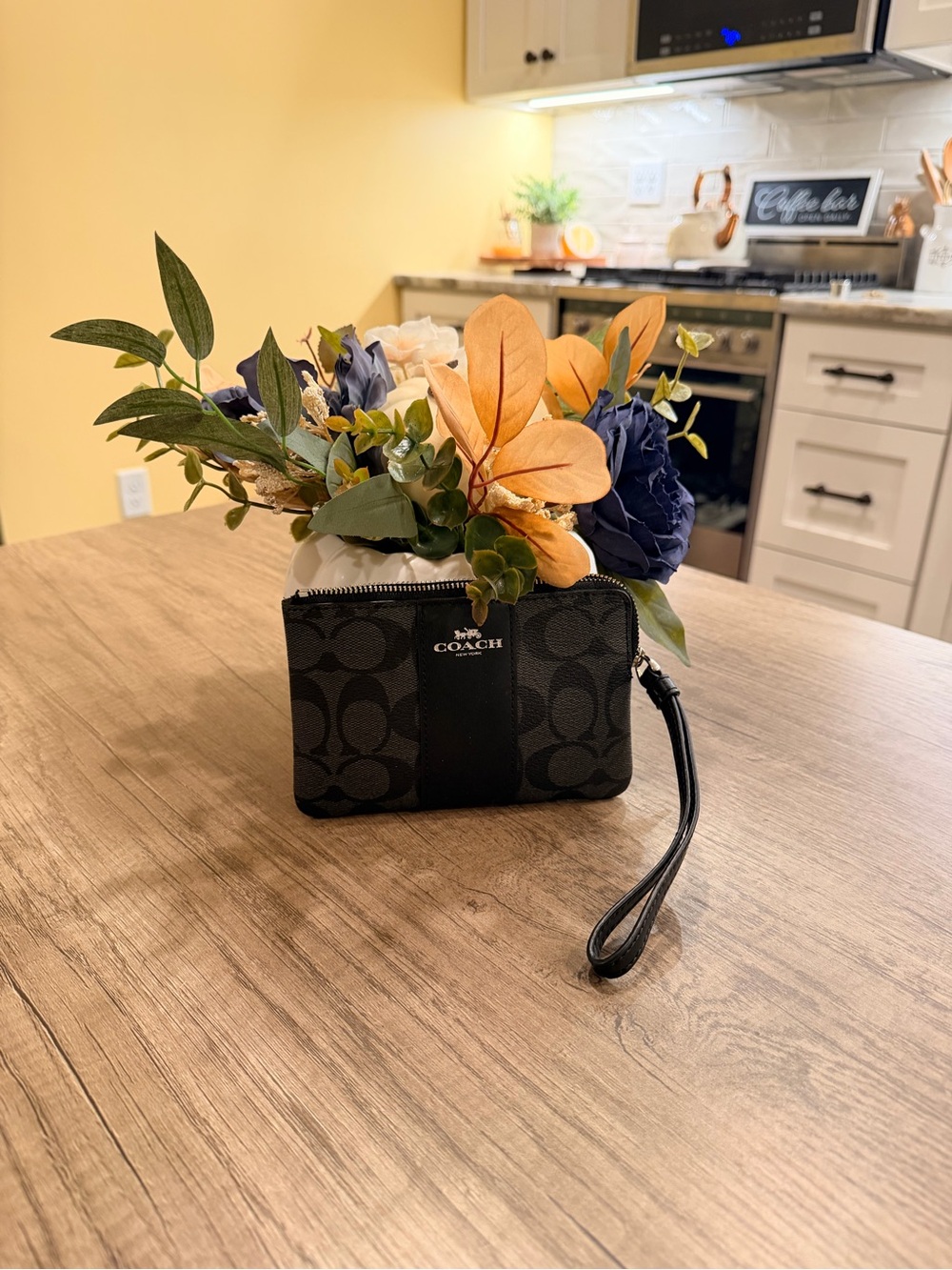 Coach Black Signature Wristlet with Wrist Strap
